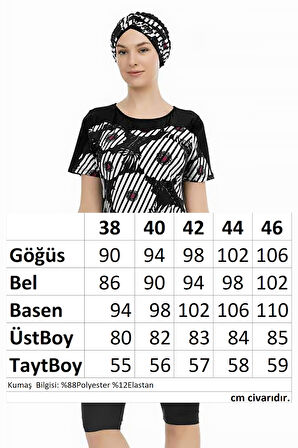 Kısa Kollu Yarı Kapalı Mayo 211-516 Siyah  | 42