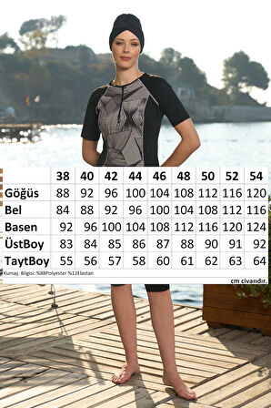 Kısa Kollu Yarı Kapalı Mayo 24823 Siyah | 38