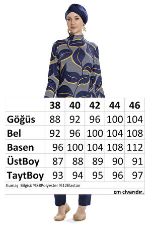 Likralı Tam Kapalı Tesettür Mayo 252-504 Lacivert | 46