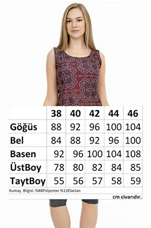 Sıfır Kol Taytlı Yarı Kapalı Mayo 153-507 Bordo | 46