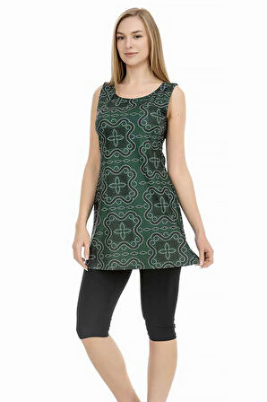 Sıfır Kol Taytlı Yarı Kapalı Mayo 153-508 Haki | 40