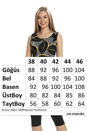 Sıfır Kol Taytlı Yarı Kapalı Mayo 152-506 Siyah | 40
