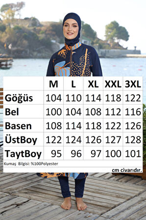 Uzun Tam Boy Tam Kapalı Tesettür Mayo 25981 Lacivert | 3XL