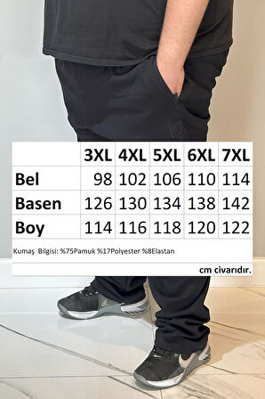 Özel Üretim Büyük Beden Ekstra Battal Pamuk Dokulu Erkek Eşofman Altı 24723 Lacivert | 4XL
