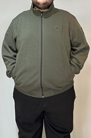 Özel Üretim Büyük Beden Ekstra Battal Pamuk Dokulu Erkek Eşofman Üstü 24723 Haki | 3XL