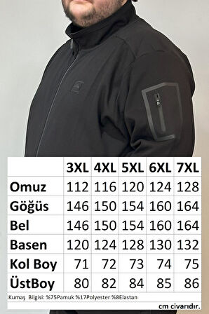 Özel Üretim Büyük Beden Ekstra Battal Pamuk Dokulu Erkek Eşofman Üstü 24723 Siyah | 7XL