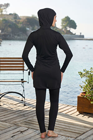 Likralı Tam Kapalı Tesettür Mayo 25955 Siyah | XL