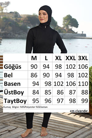 Likralı Tam Kapalı Tesettür Mayo 25955 Siyah | XXL
