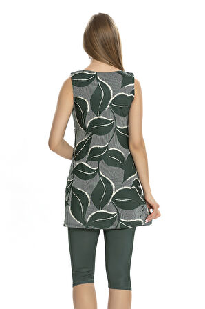 Sıfır Kol Taytlı Yarı Kapalı Mayo 152-505 Haki | 40