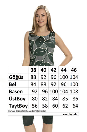Sıfır Kol Taytlı Yarı Kapalı Mayo 152-505 Haki | 46