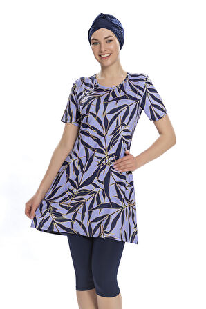 Kısa Kollu Yarı Kapalı Mayo 201-501 Lila | 38