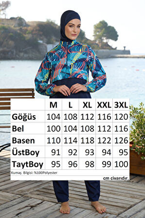 Paraşüt Tam Kapalı Tesettür Mayo 25977 Lacivert | 3XL