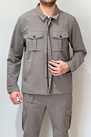 Erkek Modern Fermuarlı Üst 24720 Vizon | XL