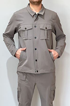 Erkek Modern Fermuarlı Üst 24720 Vizon | XL