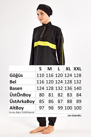 Paraşüt Tam Kapalı Tesettür Mayo Hanley 1502 Siyah | XL