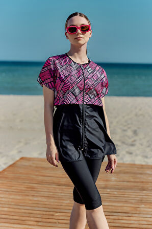 Kısa Kollu Yarı Kapalı Mayo Sude R2801 | 3XL