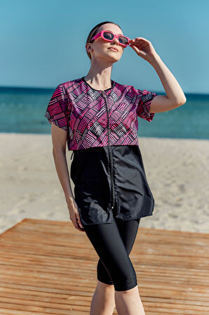 Kısa Kollu Yarı Kapalı Mayo Sude R2801 | 3XL