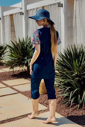 Önü Kapaklı Paraşüt Kısa Kollu Yarı Kapalı Mayo Nurel R2602 | M