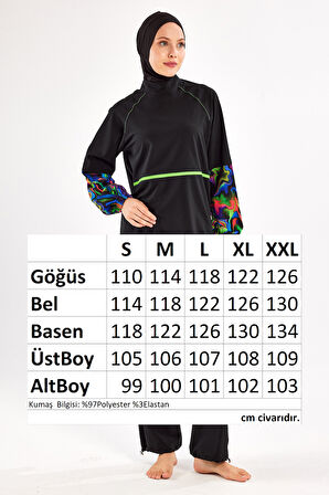 3'lü Pareolu Likralı Tam Kapalı Tesettür Mayo Elfie 1127 Siyah | M