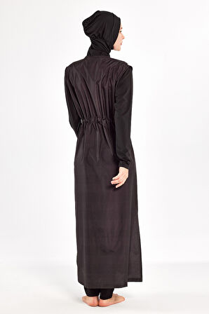 Uzun Tam Boy Tam Kapalı Tesettür Mayo Here 1308 Siyah | XXL