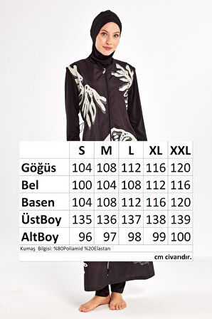 Uzun Tam Boy Tam Kapalı Tesettür Mayo Here 1308 Siyah | XXL