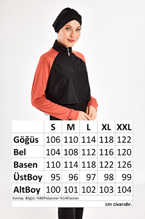 Reglan Kol Tam Kapalı Tesettür Mayo Debbıe 1405 Tarçın | XXL