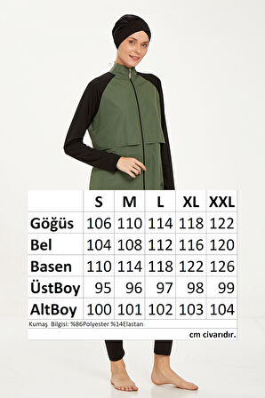Reglan Kol Tam Kapalı Tesettür Mayo Debbıe 1405 Haki | XXL