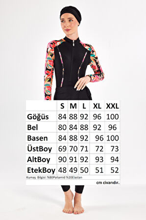 3 Farklı Şekilde Giyilebilir Likralı Etekli Tesettür Mayo Dora 1108 Siyah | XL