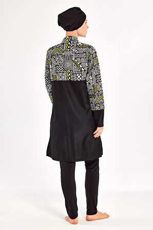 Spor Likra Tam Kapalı Tesettür Mayo Jules 1407 Siyah | XL