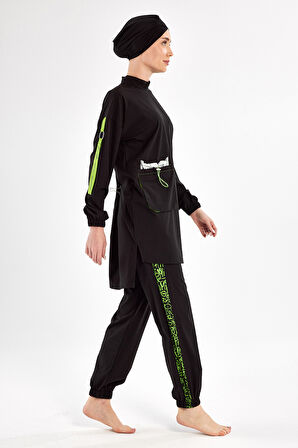 Spor Likra Tam Kapalı Tesettür Mayo Beth 1203 Siyah | S