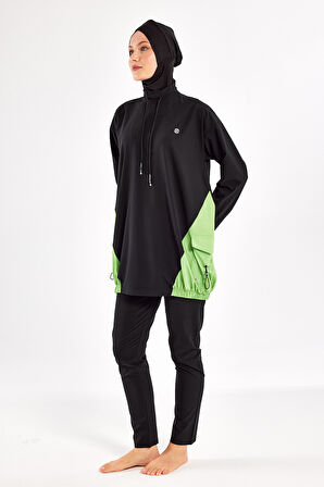 Spor Likra Tam Kapalı Tesettür Mayo Selby 1204 Siyah | S