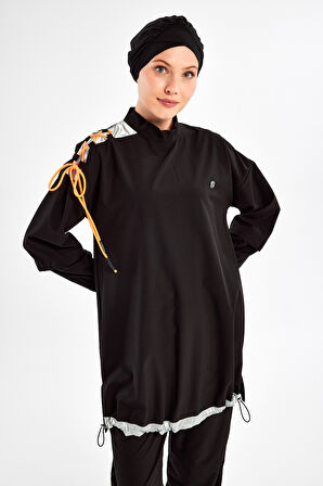 Spor Likra Tam Kapalı Tesettür Mayo Kimber 1202 Siyah | XL