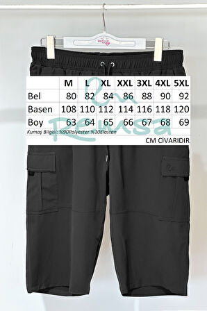 Kargo Cep Erkek Şort Kapri Mayo RKS-09 Siyah | 4XL