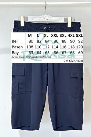Kargo Cep Erkek Şort Kapri Mayo RKS-09 Lacivert | 5XL