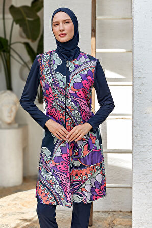 Tam Kapalı Tesettür Mayo 3306 Koyu Lacivert | XL