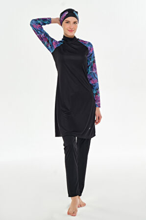 Reglan Kol Likralı Tam Kapalı Tesettür Mayo 3119 Siyah | XXL