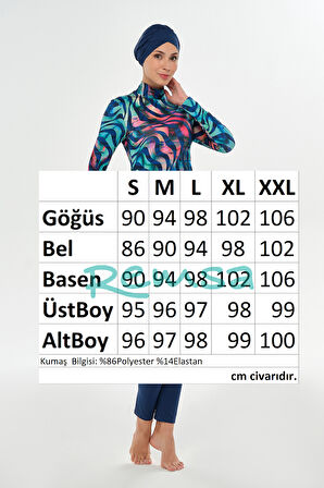 Likralı Tam Kapalı Tesettür Mayo 2101 Açık Lacivert | XL