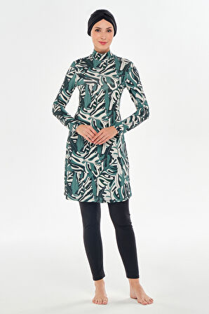 Likralı Tam Kapalı Tesettür Mayo 2102 Siyah | XXL