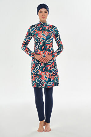 Likralı Tam Kapalı Tesettür Mayo 2103 Koyu Lacivert | XL