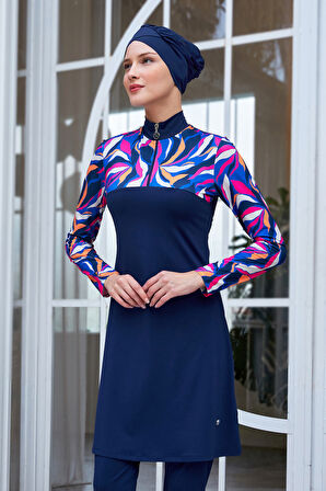Likralı Tam Kapalı Tesettür Mayo 2107 Koyu Lacivert | L