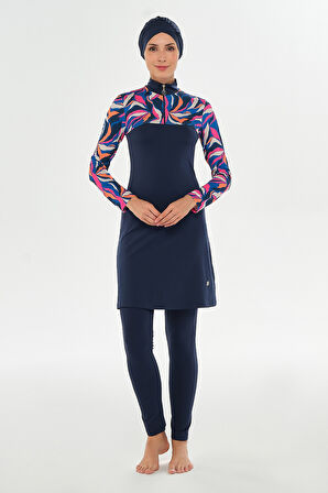 Likralı Tam Kapalı Tesettür Mayo 2107 Koyu Lacivert | L