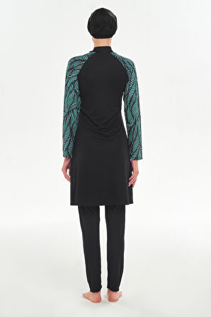 Reglan Kol Likralı Tam Kapalı Tesettür Mayo 3120 Siyah | XXL