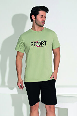 Erkek Şort Tshirt Pijama Takımı 25253 Haki | XL