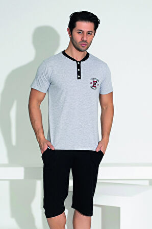 Erkek Şort Tshirt Pijama Takımı 25257 Gri | M