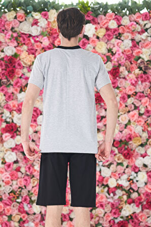 Erkek Şort Tshirt Pijama Takımı 25257 Gri | M