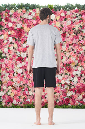 Erkek Şort Tshirt Pijama Takımı 25252 Gri | L