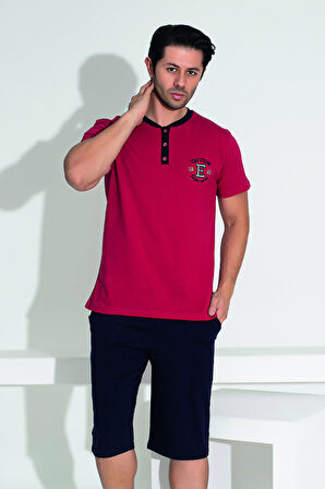 Erkek Şort Tshirt Pijama Takımı 25257 Kırmızı | M