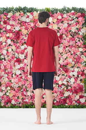Erkek Şort Tshirt Pijama Takımı 25251 Kırmızı | M