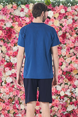 Erkek Şort Tshirt Pijama Takımı 25256 Lacivert | XXL