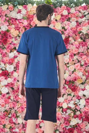 Erkek Şort Tshirt Pijama Takımı 25258 Lacivert | L